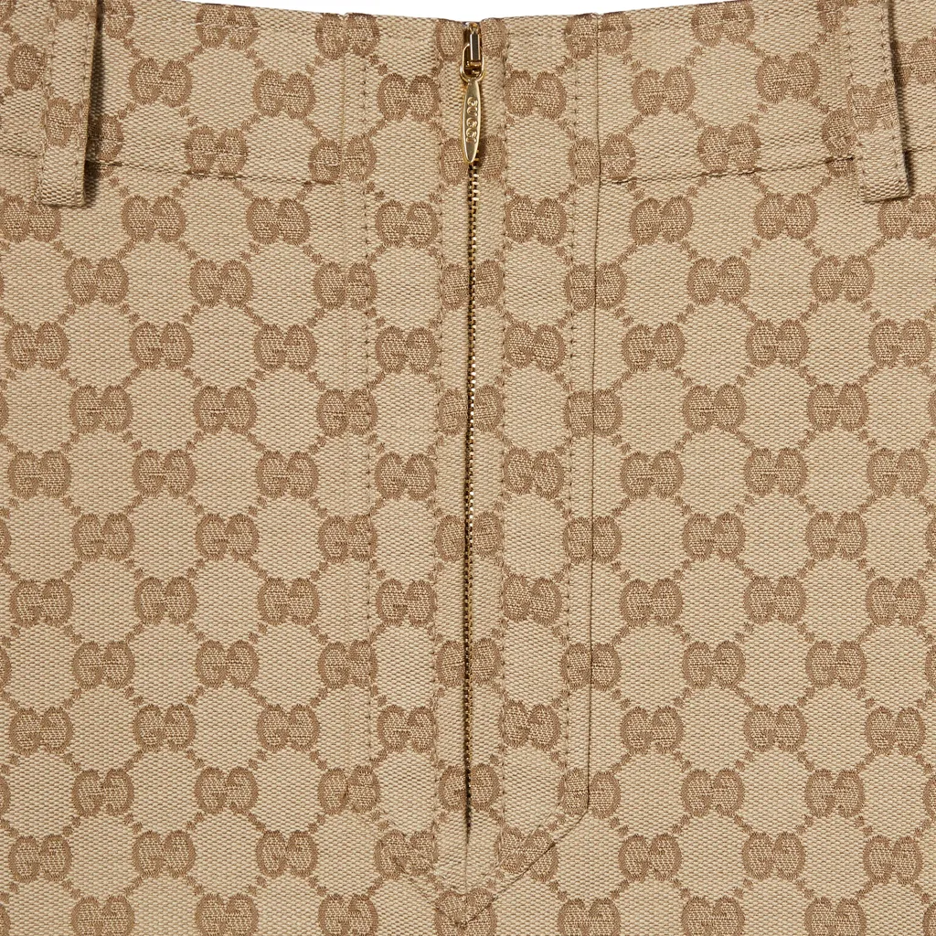 Gg Cotton Canvas Jacquard Fabric Skirt