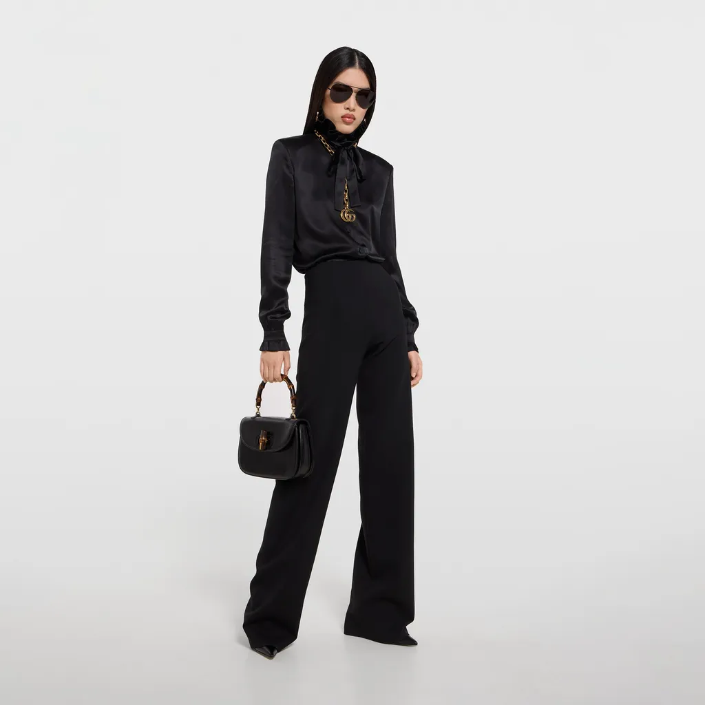 Silk Satin Shirt With Bow