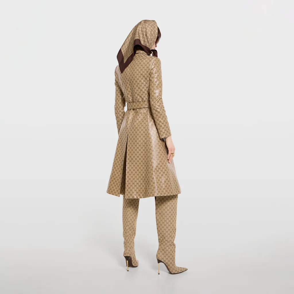 Coated Gg Cotton Canvas Fabric Coat