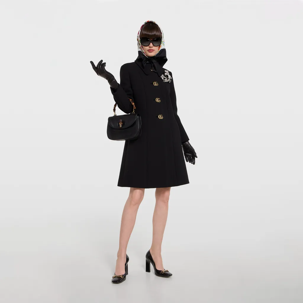 Wool Natté Coat With Double G Button