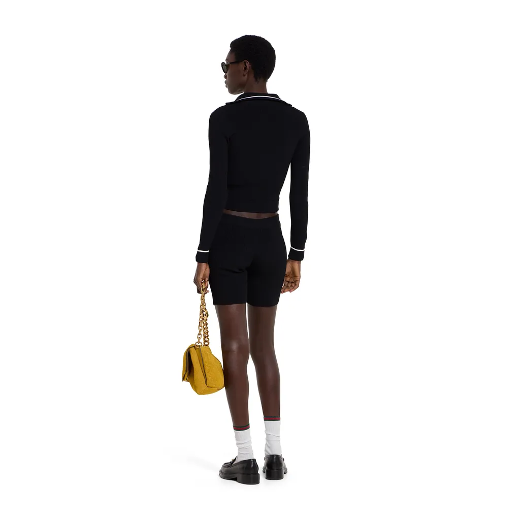 Ribbed Zip Jacket With Intarsia