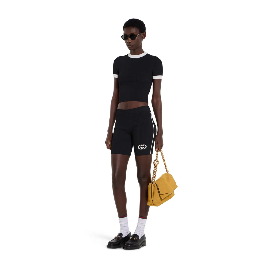 Ribbed T-Shirt With Intarsia