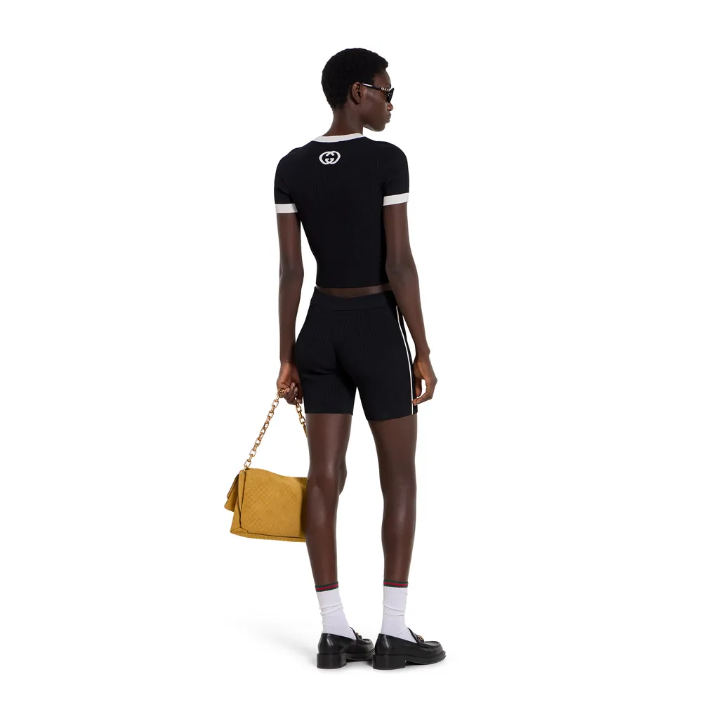 Ribbed T-Shirt With Intarsia
