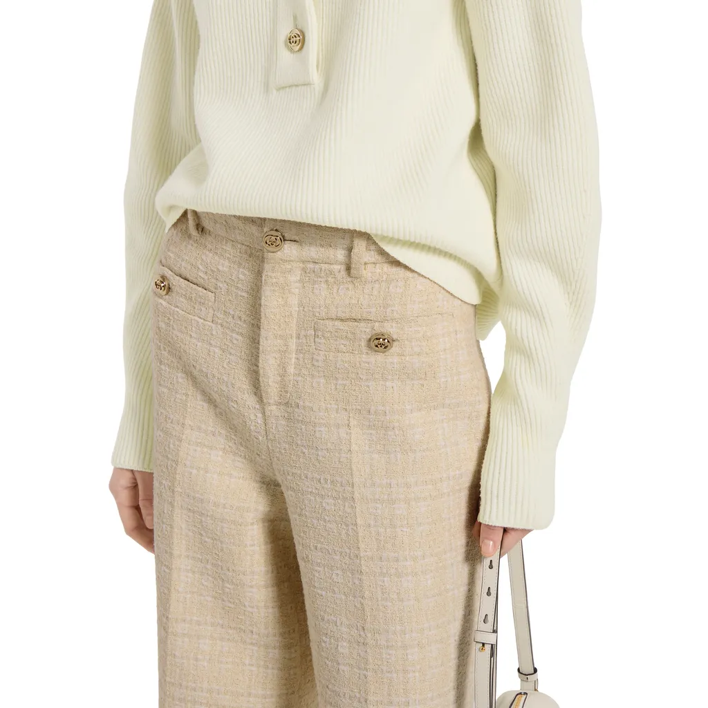 Check Cotton Tweed Trousers