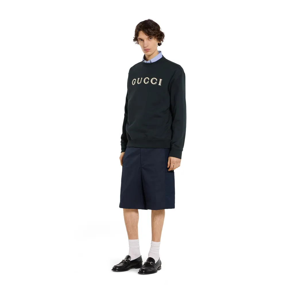 Cotton Jersey Sweatshirt With Embroidery