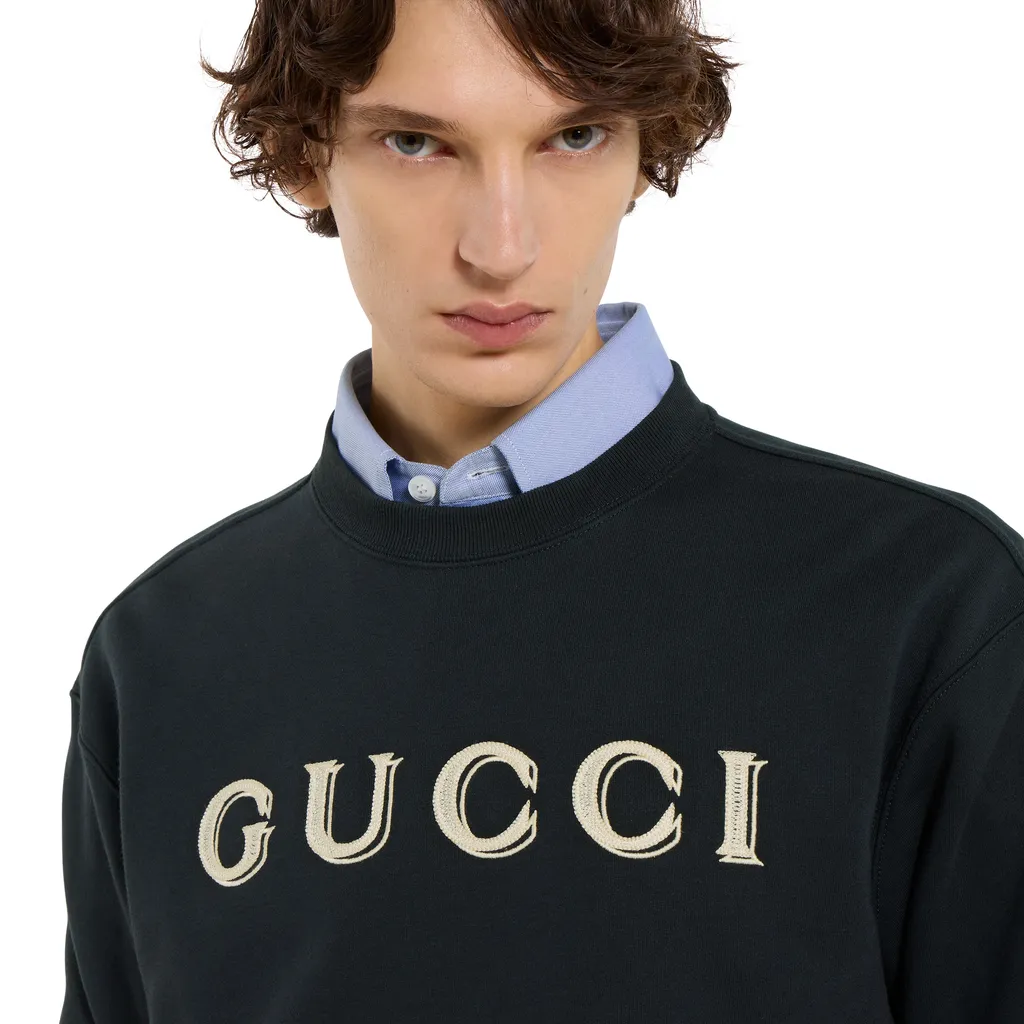 Cotton Jersey Sweatshirt With Embroidery