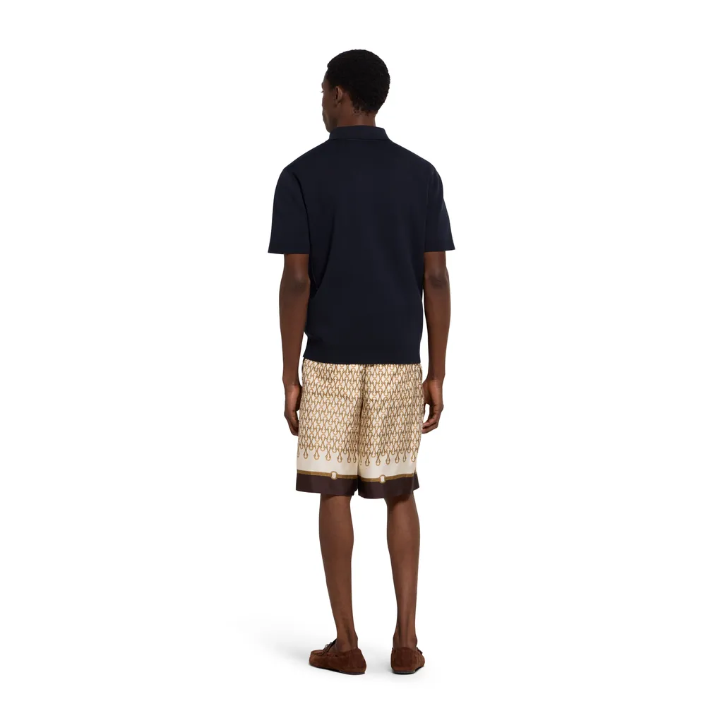 Silk Cotton Polo Shirt With Embroidery