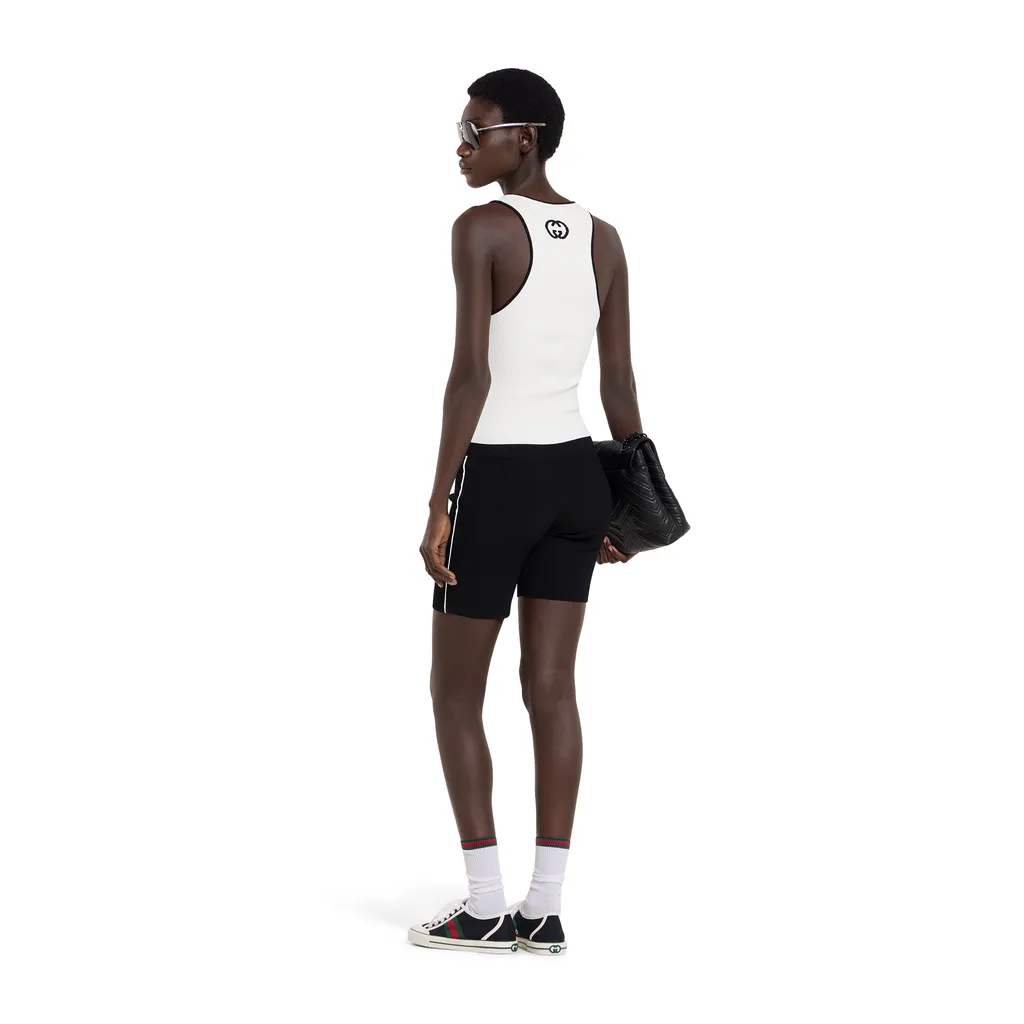 Ribbed Tank Top With Intarsia