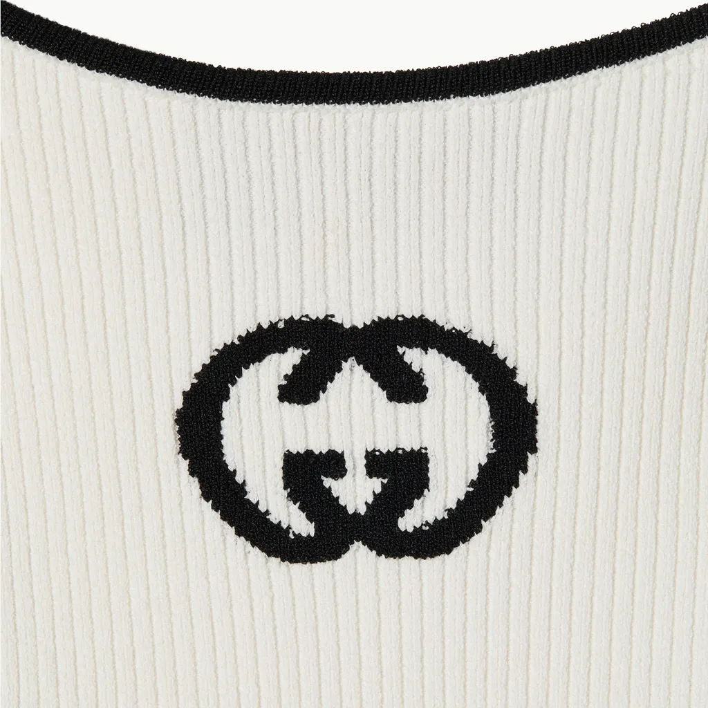 Ribbed Tank Top With Intarsia