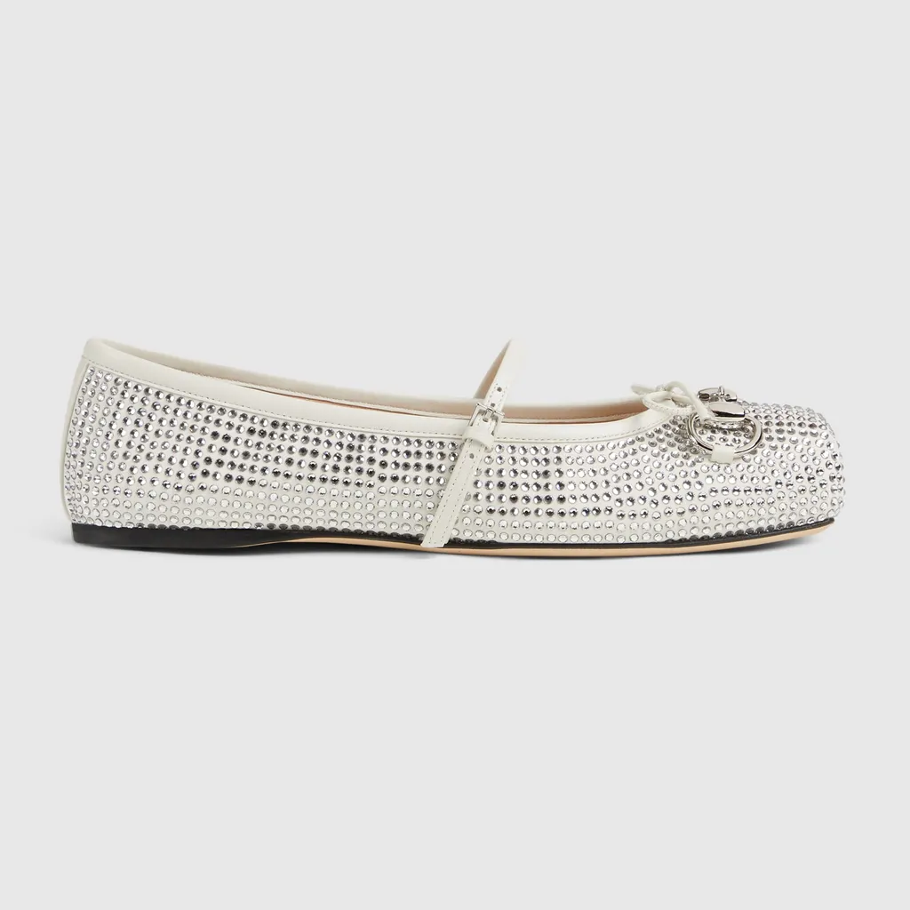 Crystal Gucci Horsebit Ballet Flat