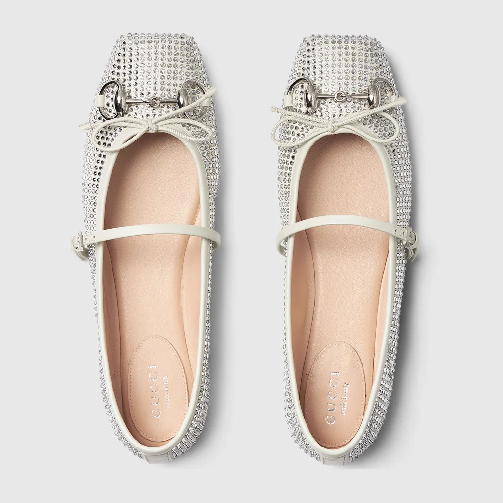 Crystal Gucci Horsebit Ballet Flat