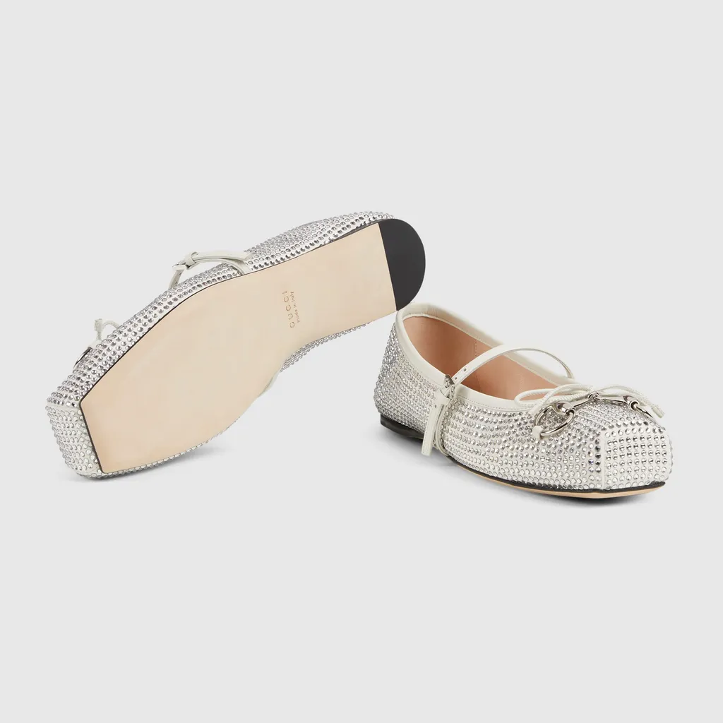Crystal Gucci Horsebit Ballet Flat