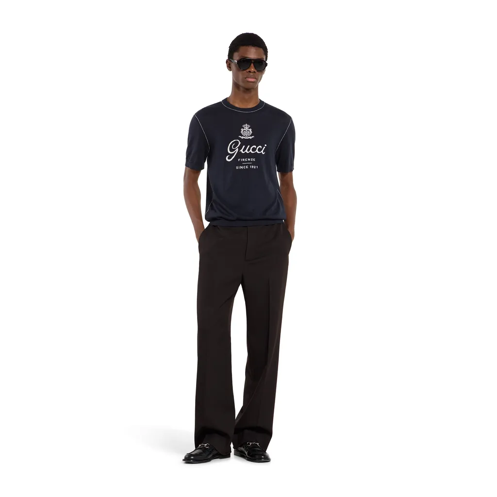 Knit Silk Linen T-Shirt With Intarsia