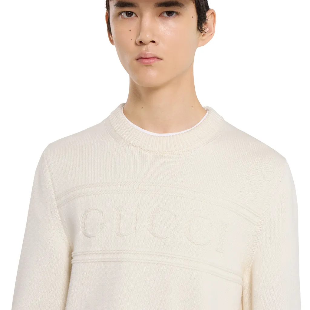 Knit Cotton Wool Jumper With Intarsia