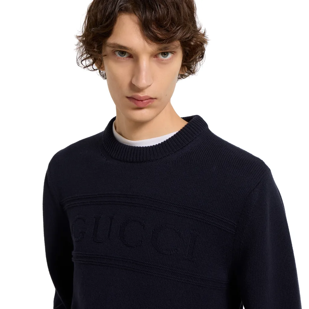 Knit Cotton Wool Jumper With Intarsia