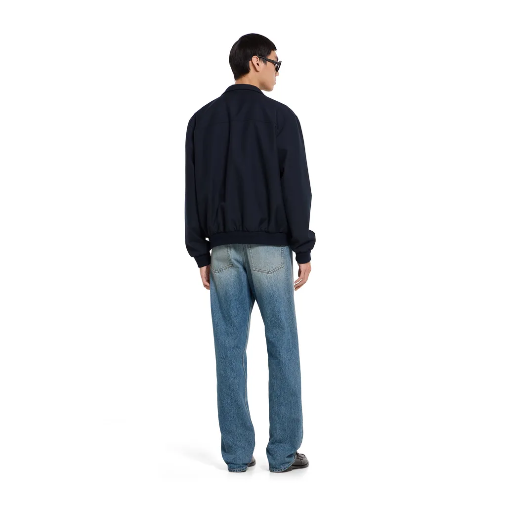 Wool Twill Zip Jacket With Logo Detail