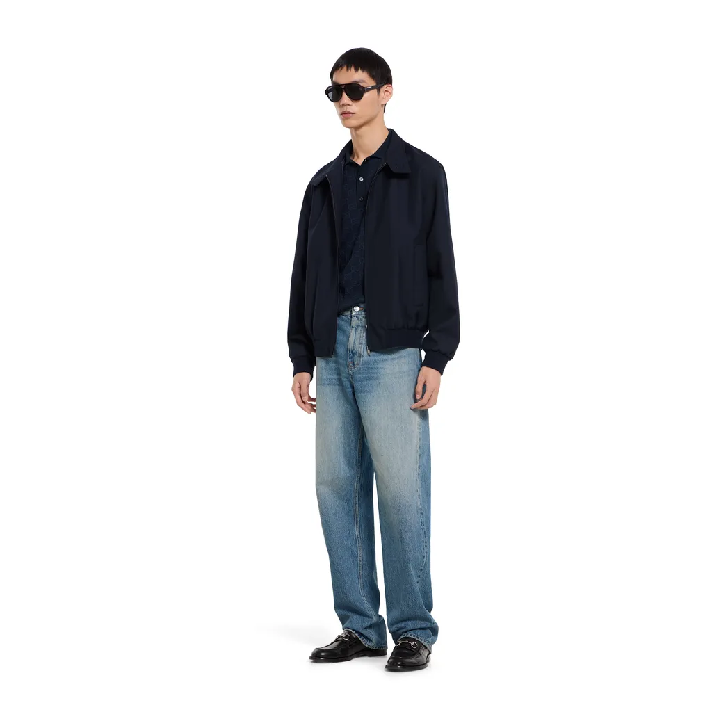 Wool Twill Zip Jacket With Logo Detail