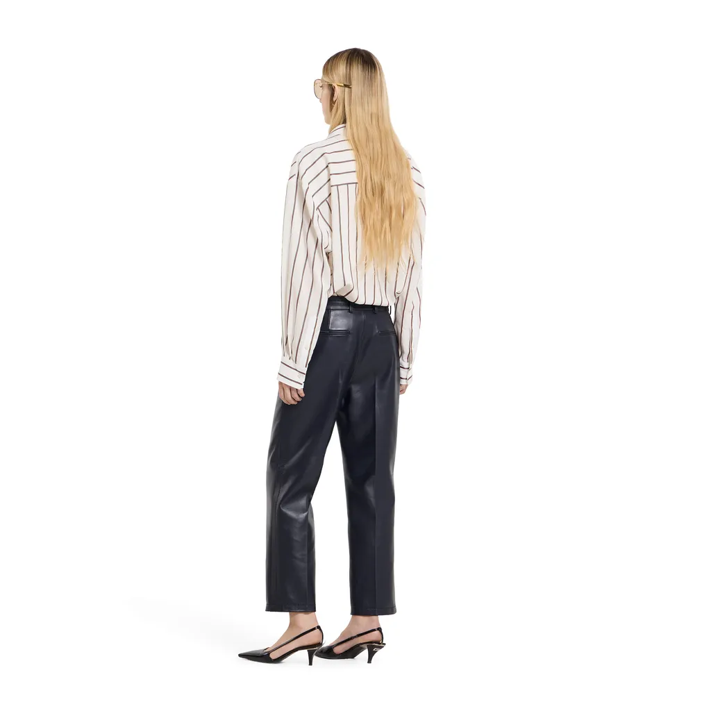 Shiny Leather Trousers With Horsebit