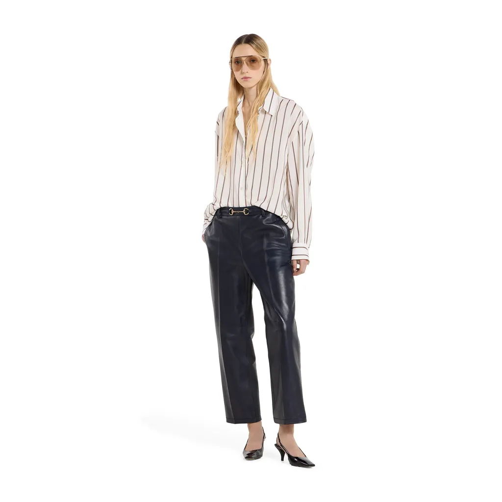 Shiny Leather Trousers With Horsebit