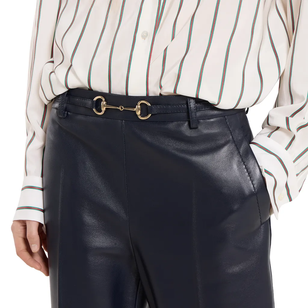 Shiny Leather Trousers With Horsebit