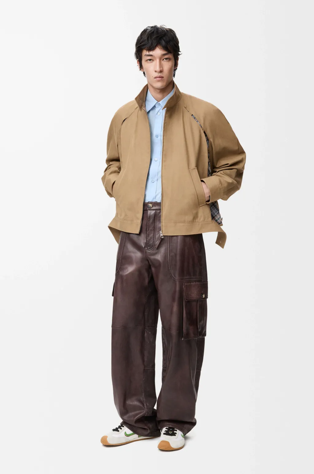 Cargo Trousers In Nappa Lambskin And Cotton