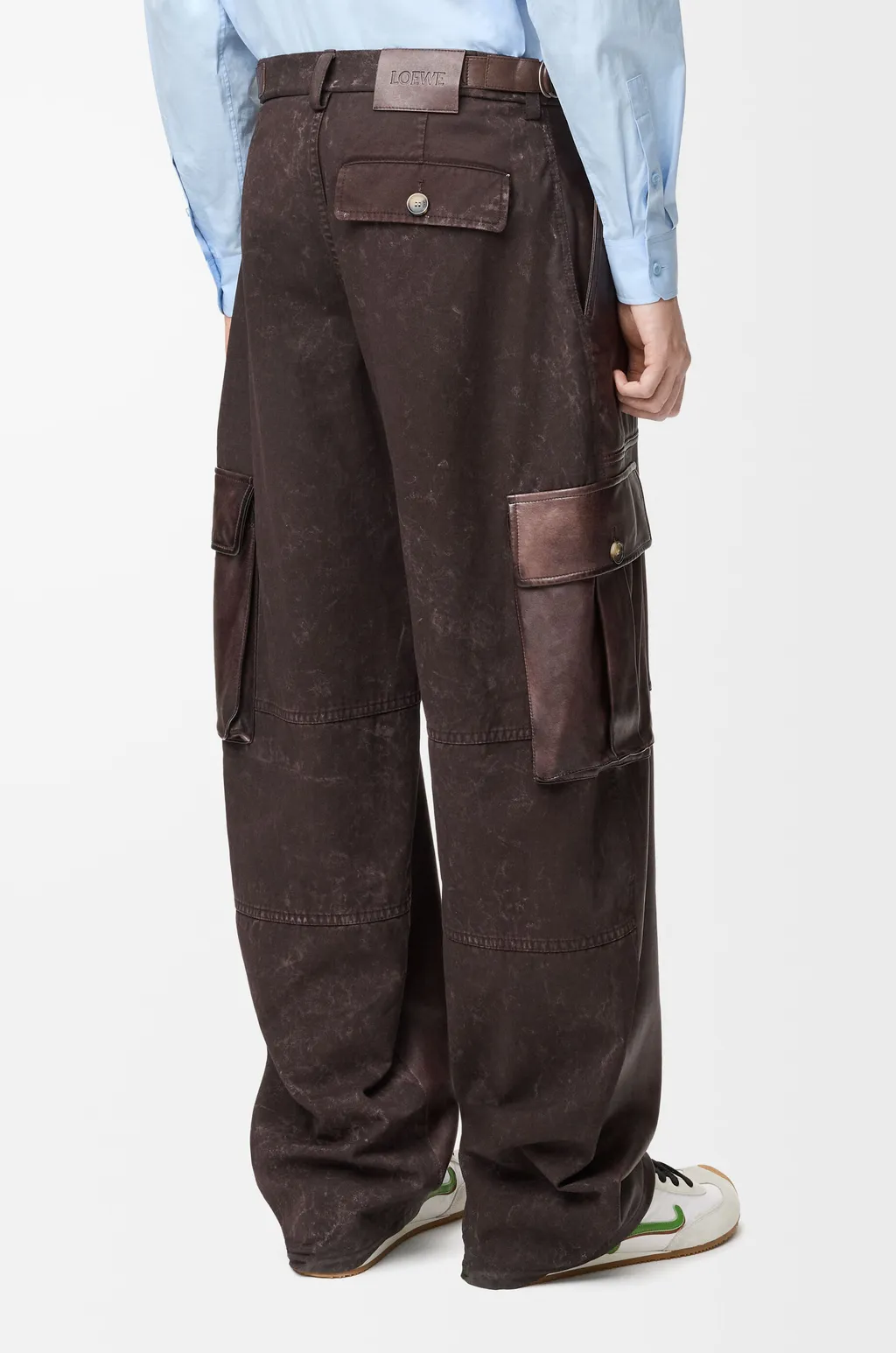 Cargo Trousers In Nappa Lambskin And Cotton