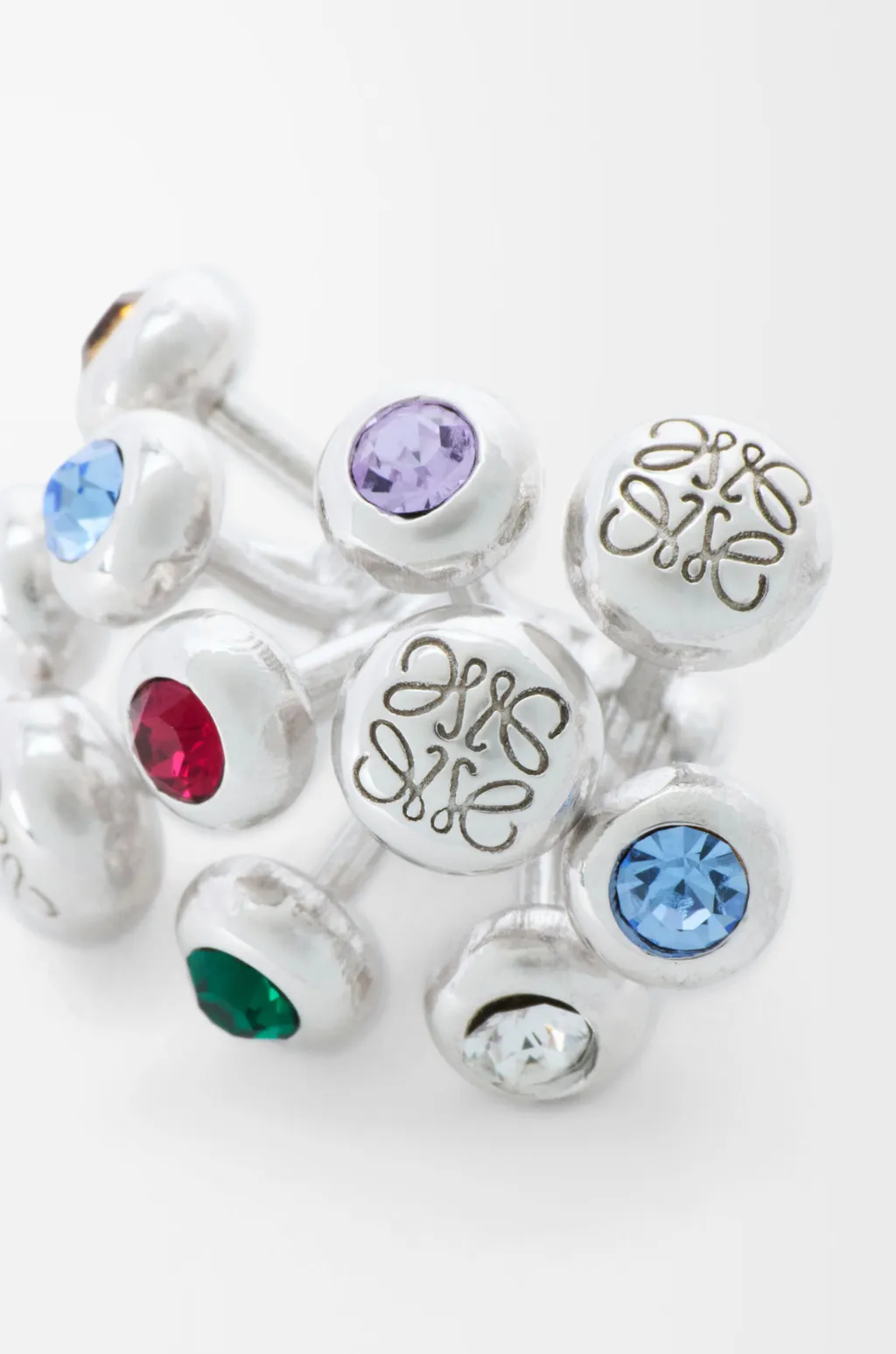 Push Pin Earrings In Sterling Silver And Crystals