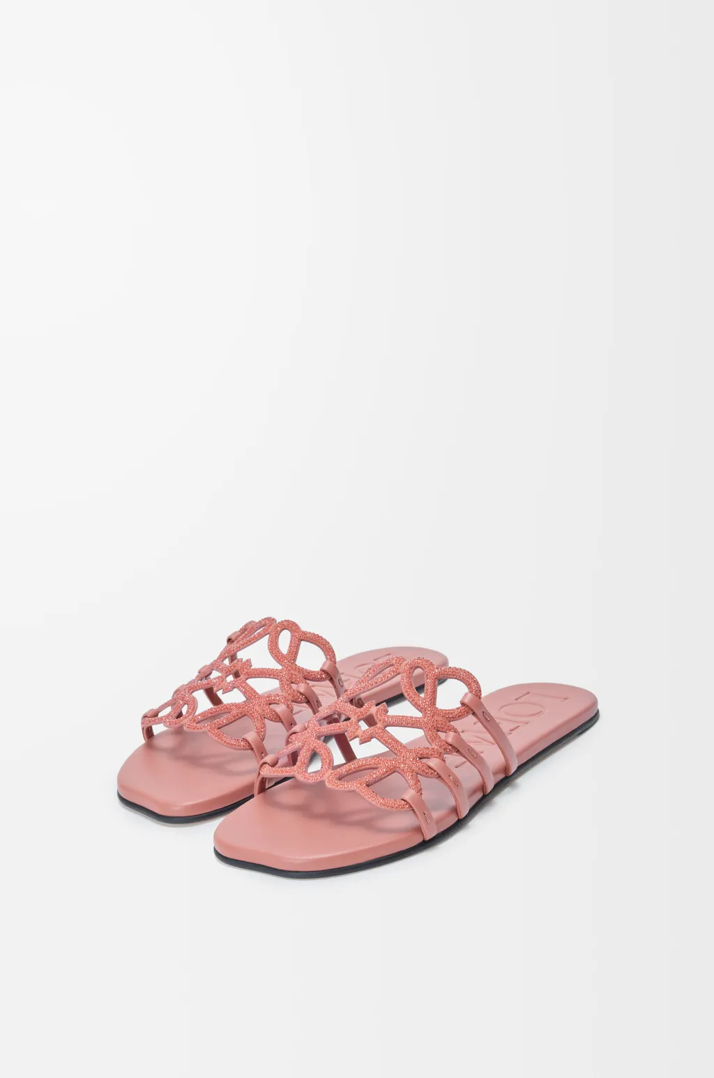 Petal Anagram Slide In Rhinestone-Embellished Suede