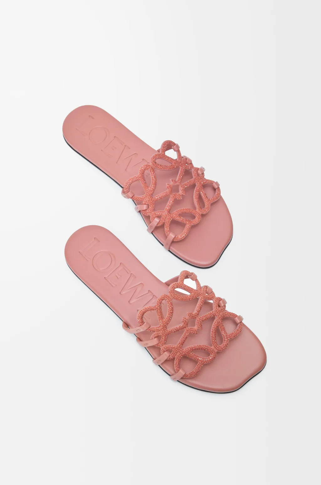Petal Anagram Slide In Rhinestone-Embellished Suede