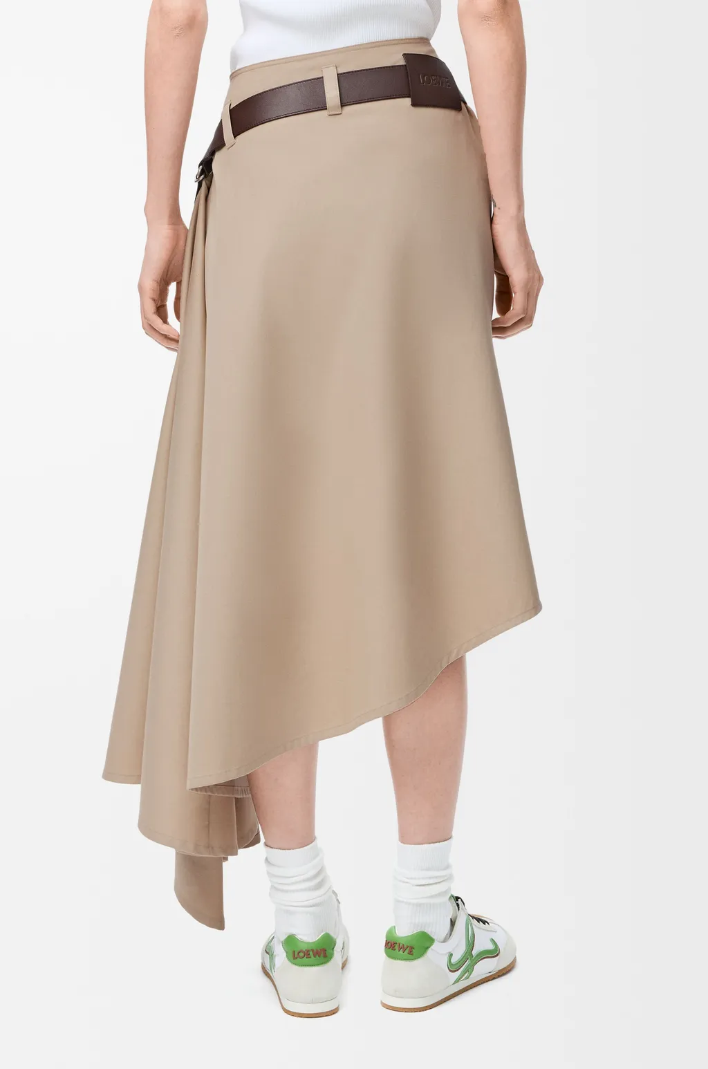 Belted Skirt In Cotton And Silk