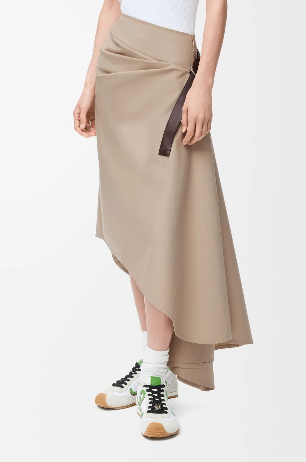 Belted Skirt In Cotton And Silk