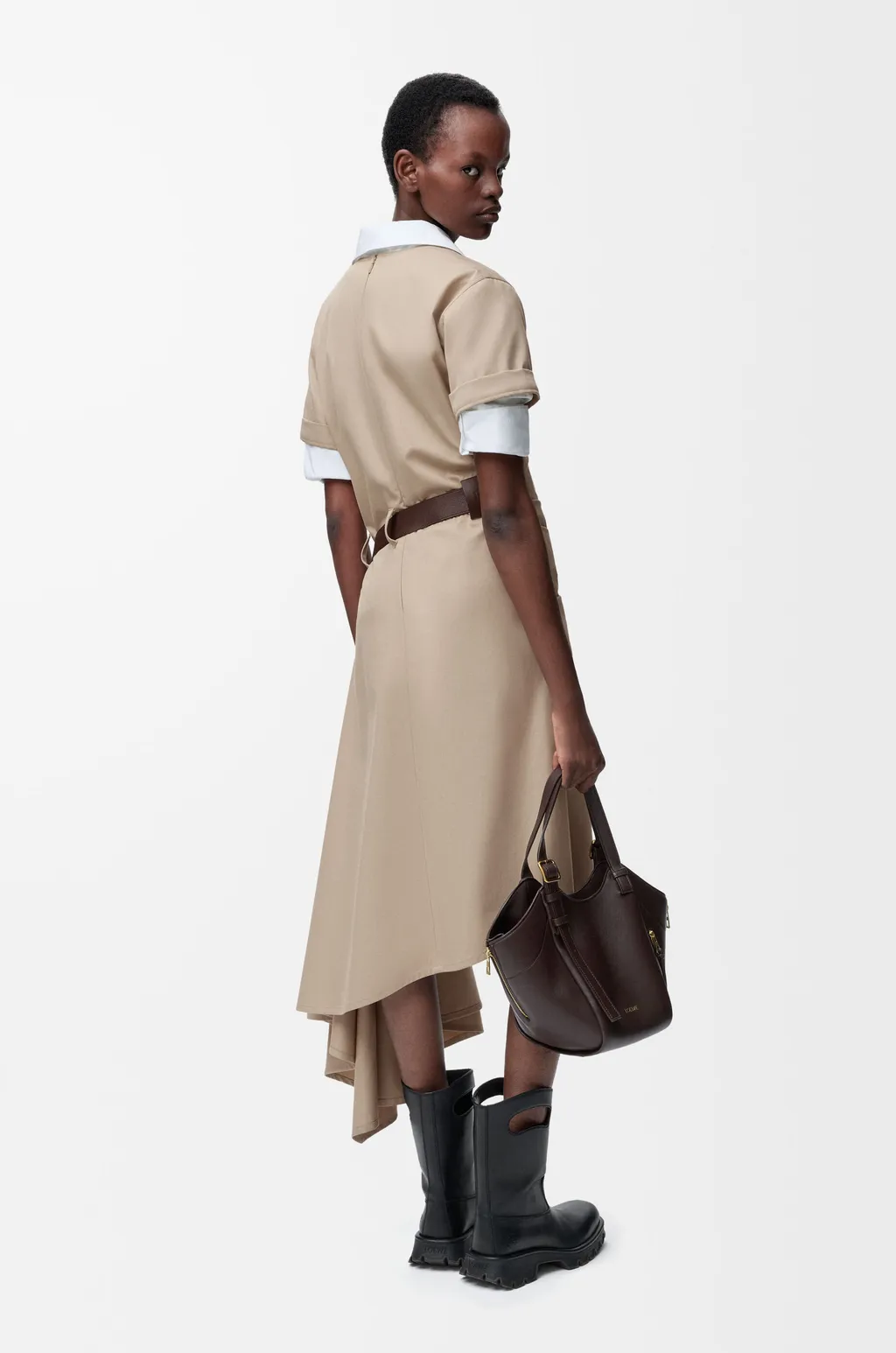 Belted Dress In Cotton And Silk