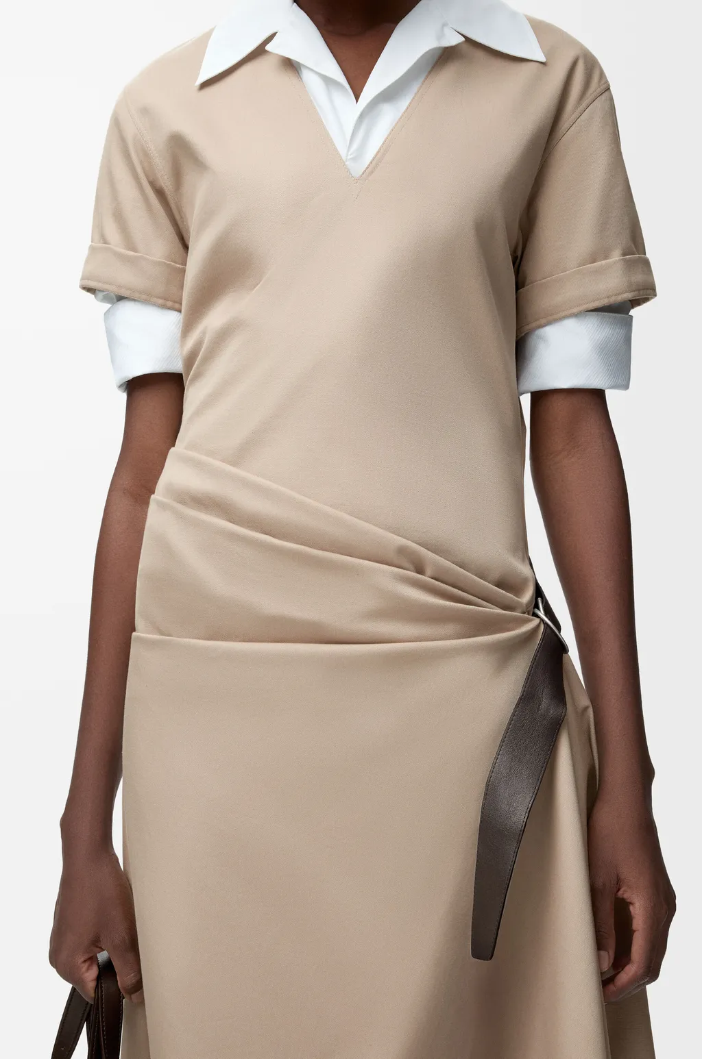 Belted Dress In Cotton And Silk