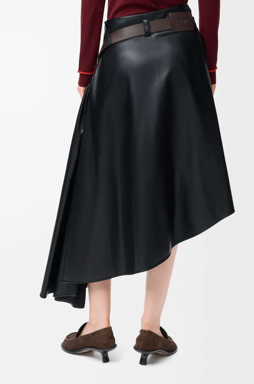 Belted Skirt In Nappa Lambskin