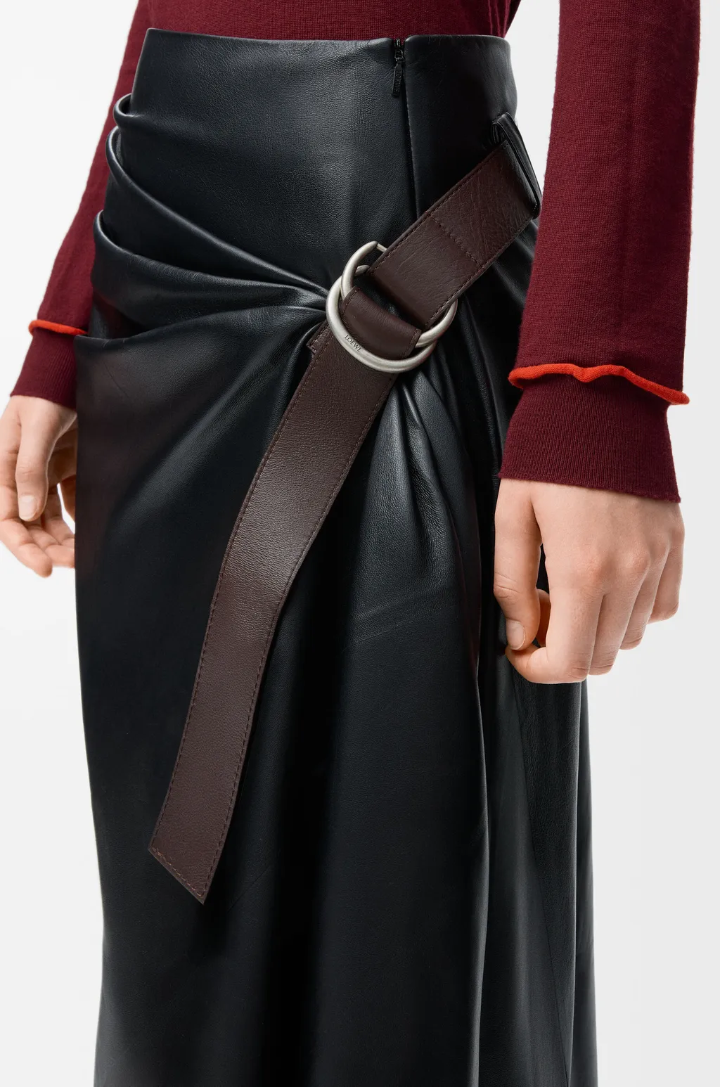 Belted Skirt In Nappa Lambskin