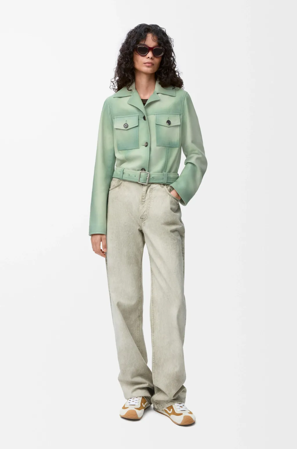 Cropped Jacket In Suede Lambskin