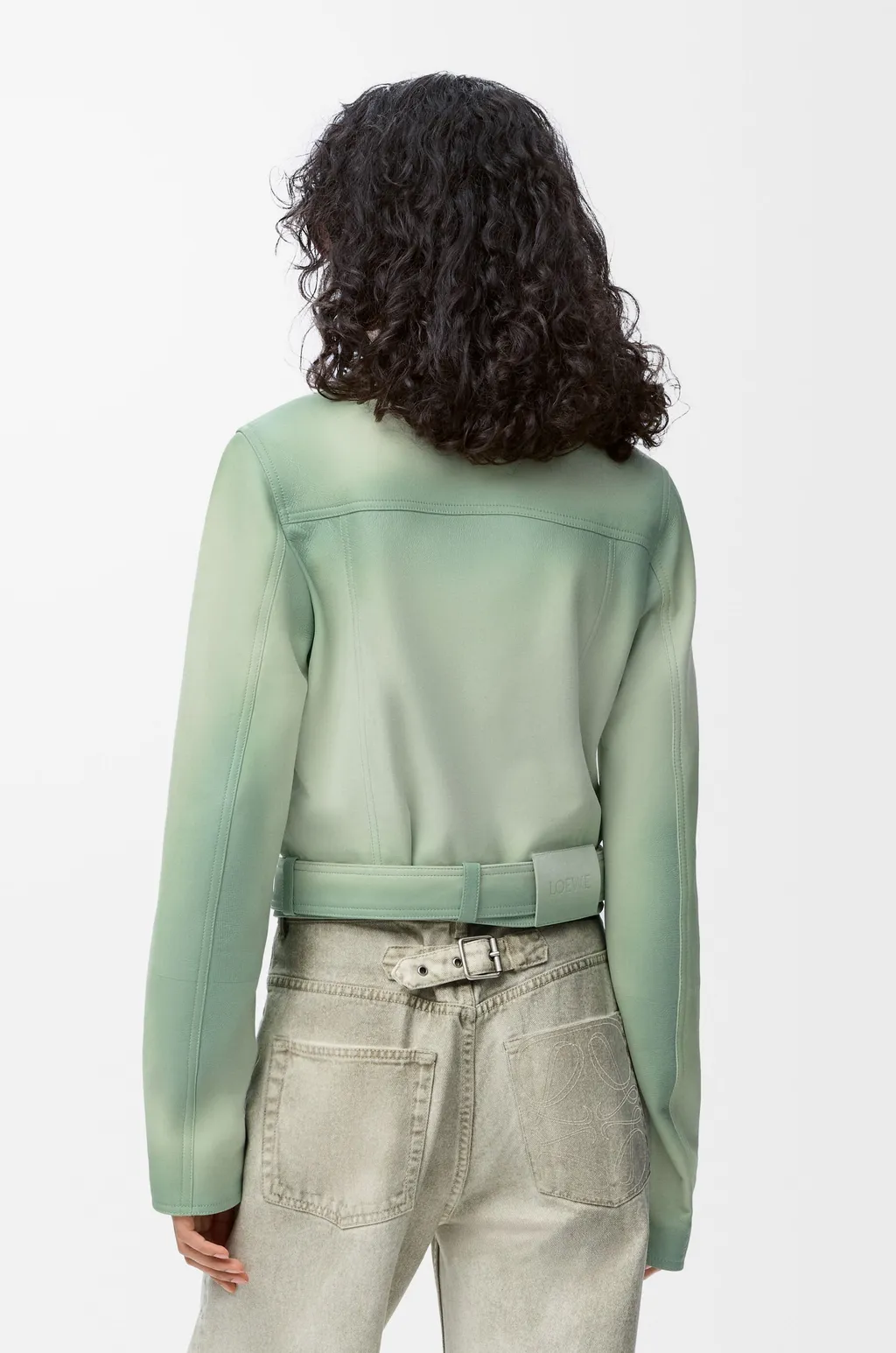 Cropped Jacket In Suede Lambskin