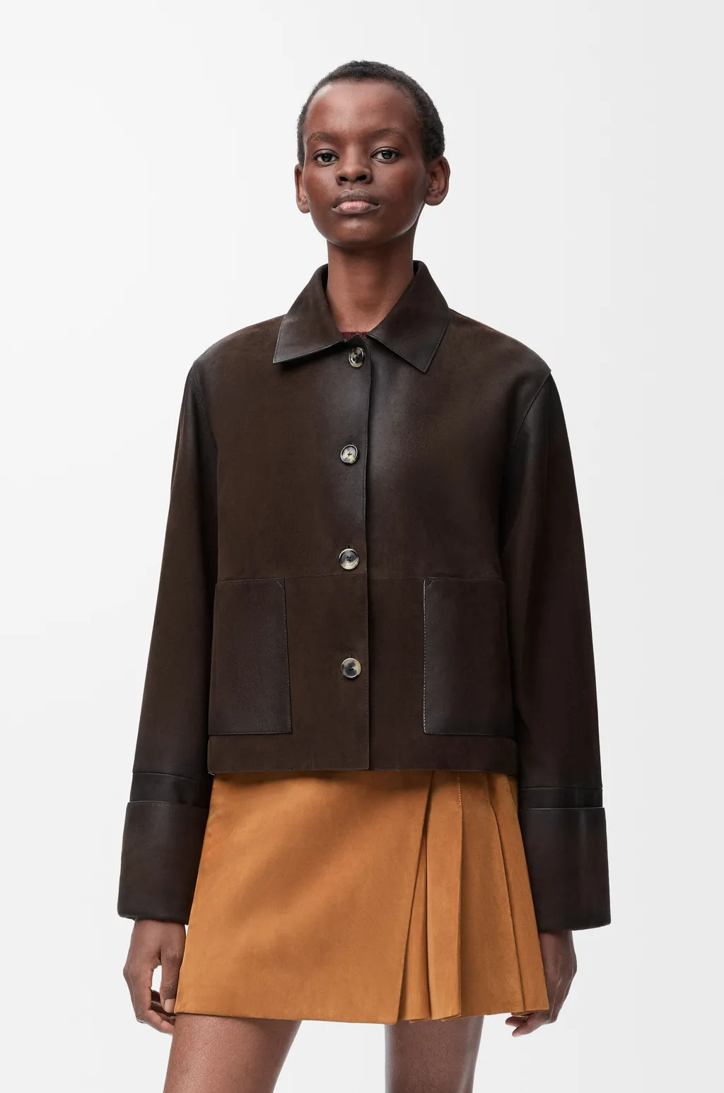 Turn-Up Jacket In Suede Lambskin