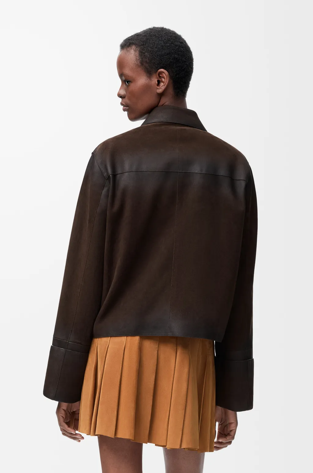 Turn-Up Jacket In Suede Lambskin