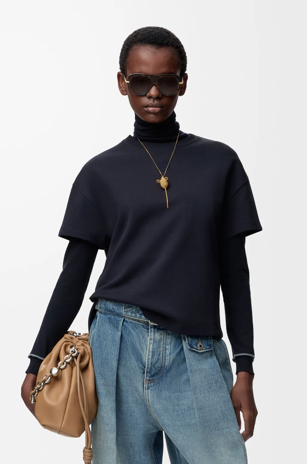 Asymmetric T-Shirt In Cotton Blend