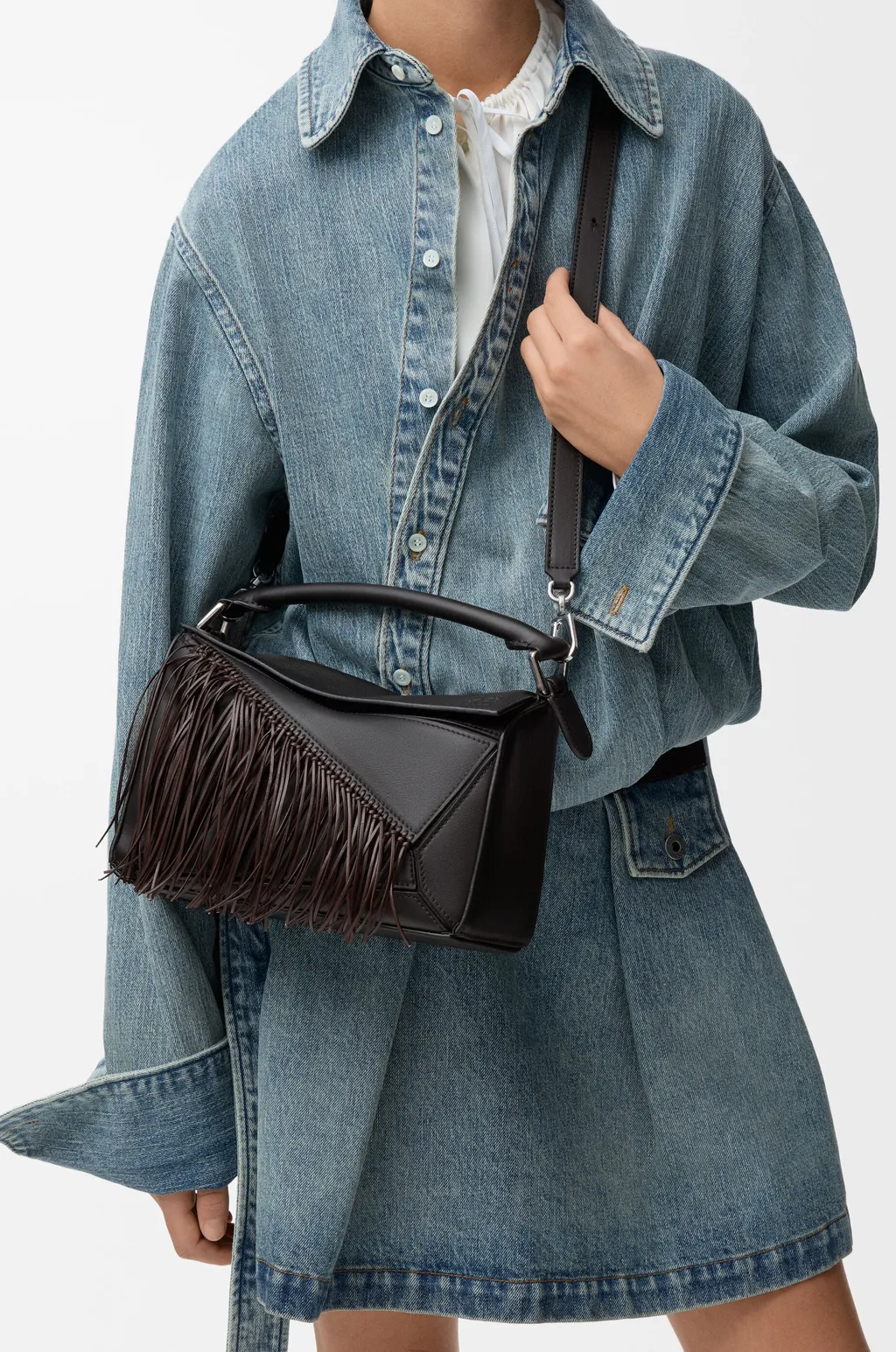 Fringe Small Puzzle Bag In Classic Calfskin