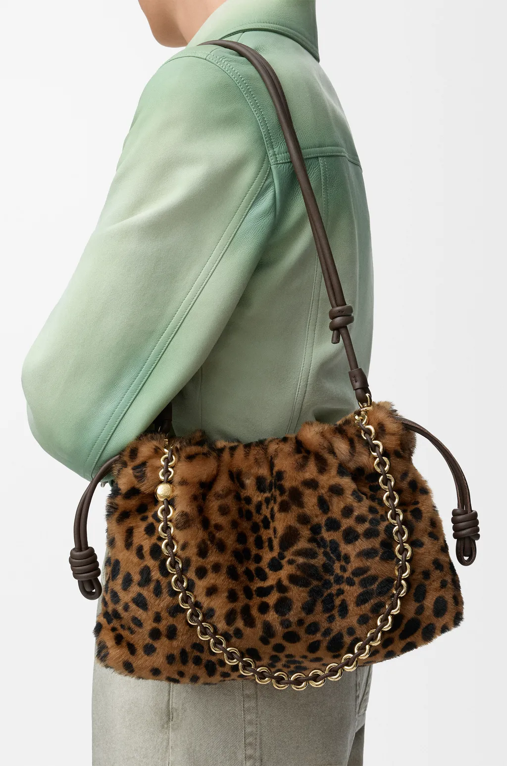 Medium Flamenco Purse In Printed Shearling