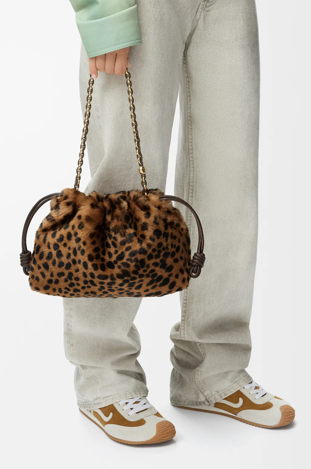 Medium Flamenco Purse In Printed Shearling