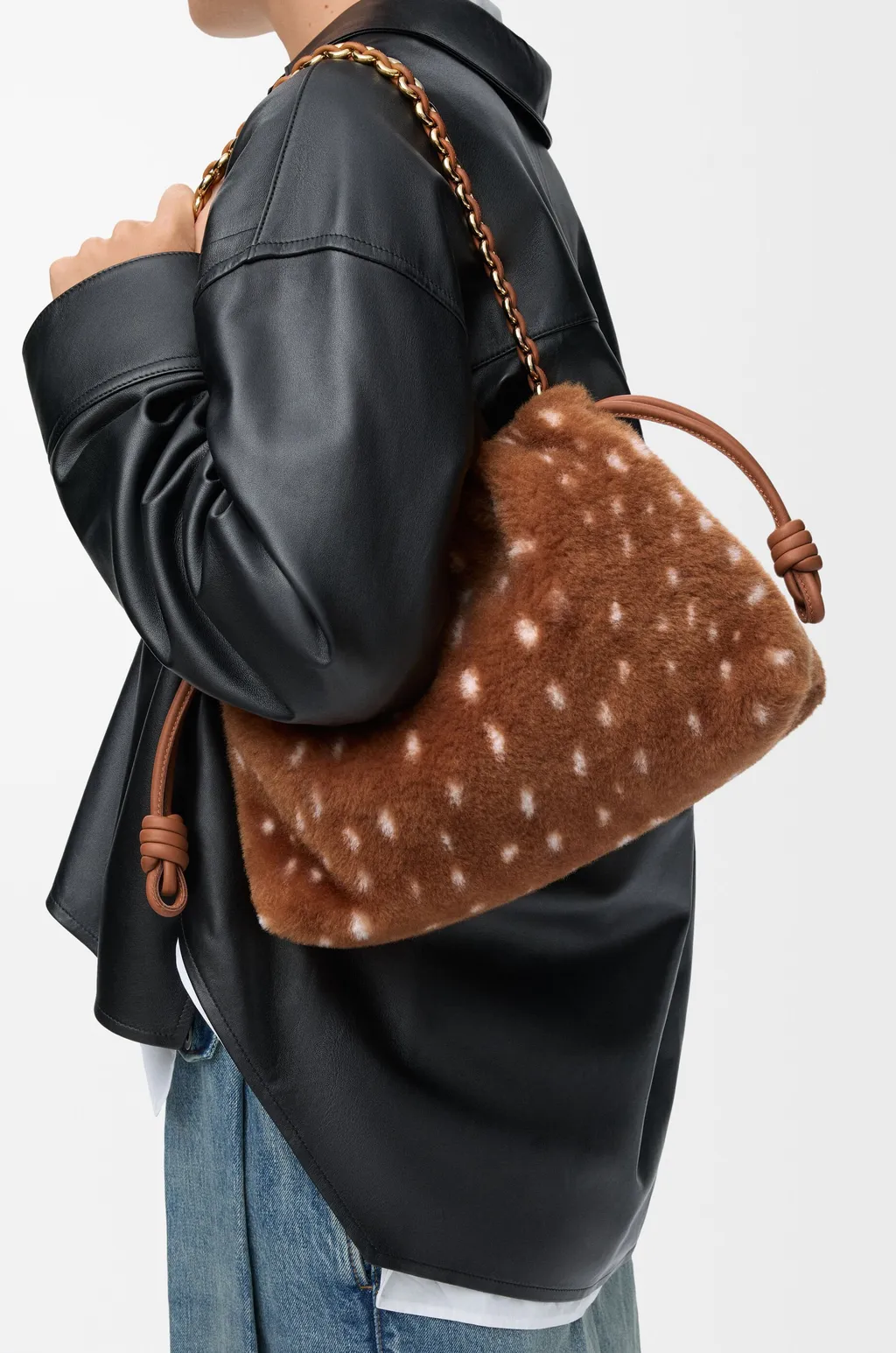 Medium Flamenco Purse In Printed Shearling