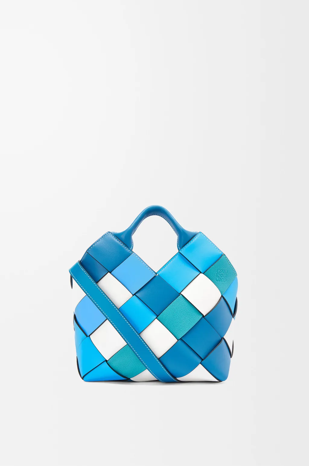 Small Surplus Leather Woven Basket Bag In Calfskin