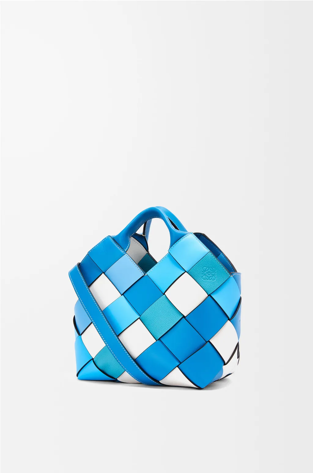 Small Surplus Leather Woven Basket Bag In Calfskin