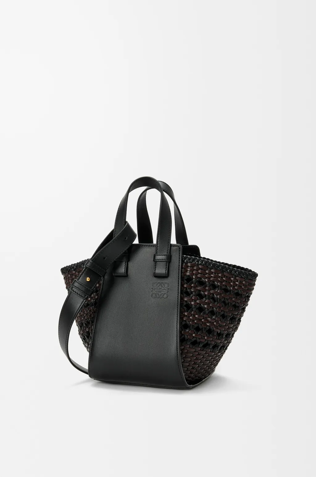 Compact Hammock Bag In Smooth Calfskin And Woven Nappa Calfskin