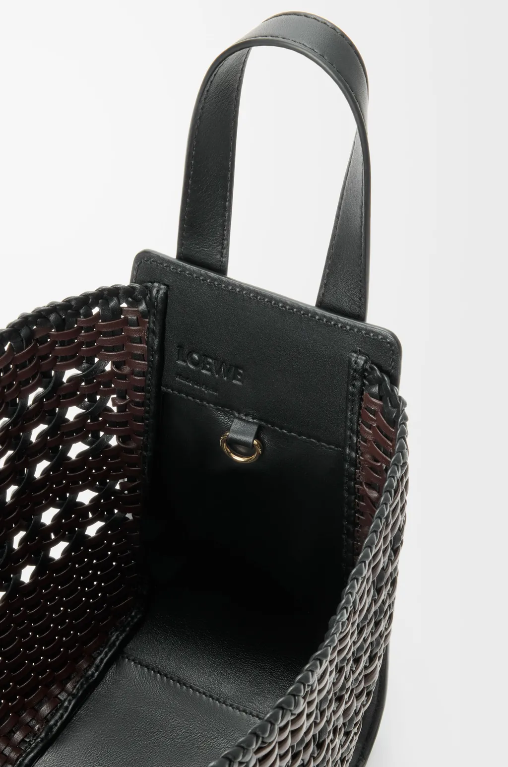 Compact Hammock Bag In Smooth Calfskin And Woven Nappa Calfskin