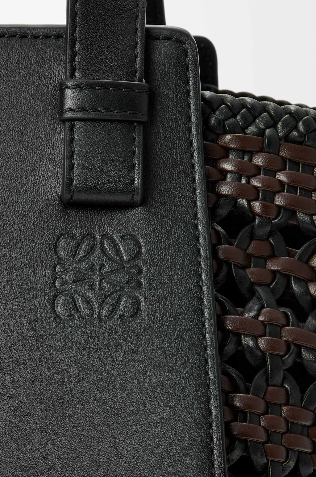 Compact Hammock Bag In Smooth Calfskin And Woven Nappa Calfskin