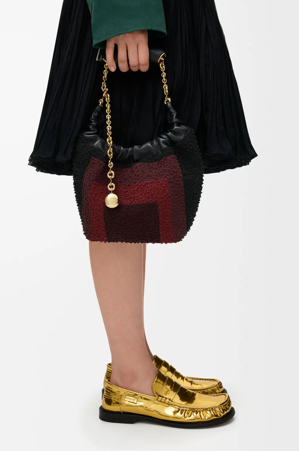 Mini Squeeze Bag In Beaded Leather